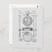 アンティークストップ時計, 1889特許スケッチ ポストカード (正面/裏面)