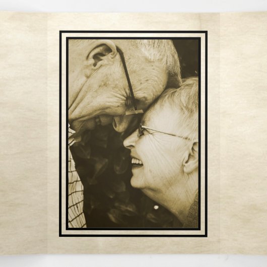 アンティークストーリーブックスタイル写真75周年記念 三つ折り招待状 (内部中)