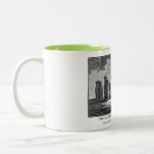 アンティークストーンヘンジウッドカットストーンサークル版木、銅版、版画 ツートーンマグカップ (左)