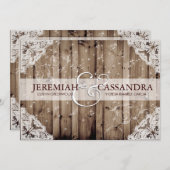 アンティークスパークルホワイトレース結婚式招待状 招待状 (正面/裏面)