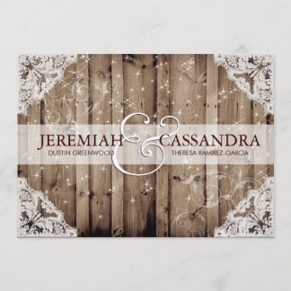 アンティークスパークルホワイトレース結婚式招待状 招待状