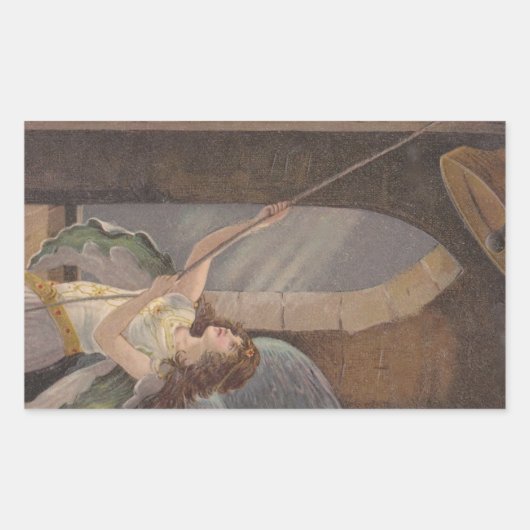 アンティークスピリチュアルトーリングベルタワーエンジェルステッカー 長方形シール (正面)