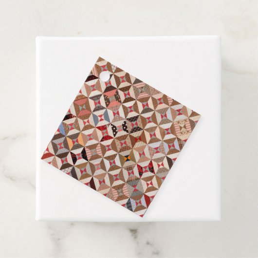 アンティークスプールパターンパッチワークキルトメッセージカード フェイバータグ (インサイチュ)