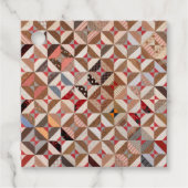 アンティークスプールパターンパッチワークキルトメッセージカード フェイバータグ (正面)