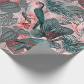 アンティークセピアパロッツ熱帯ジャングルパターン ラッピングペーパー (角)