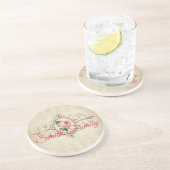 アンティークセピアプリントスタイルとバラ コースター (側面)