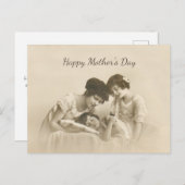 アンティークセピアポートレートの親子 シーズンポストカード (正面/裏面)