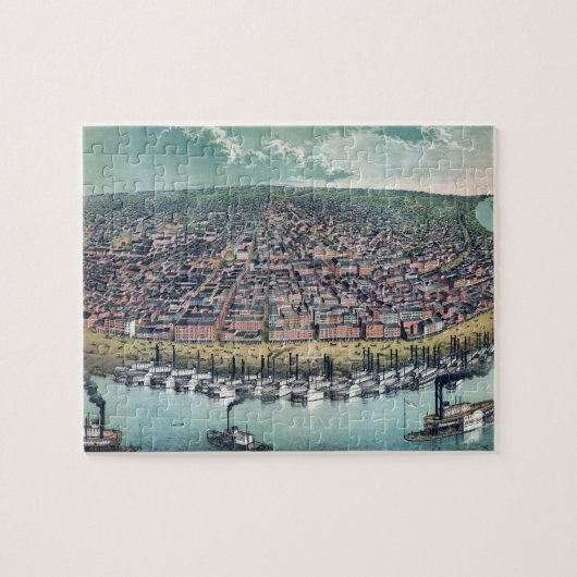 アンティークセントルイスの空中地図ミズーリ州,1859年 ジグソーパズル (横)