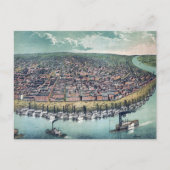 アンティークセントルイスの空中地図ミズーリ州，1859年 ポストカード (正面)
