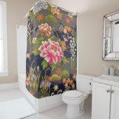 アンティークセージ緑日本のの着物フローラ花 シャワーカーテン (インサイチュ)