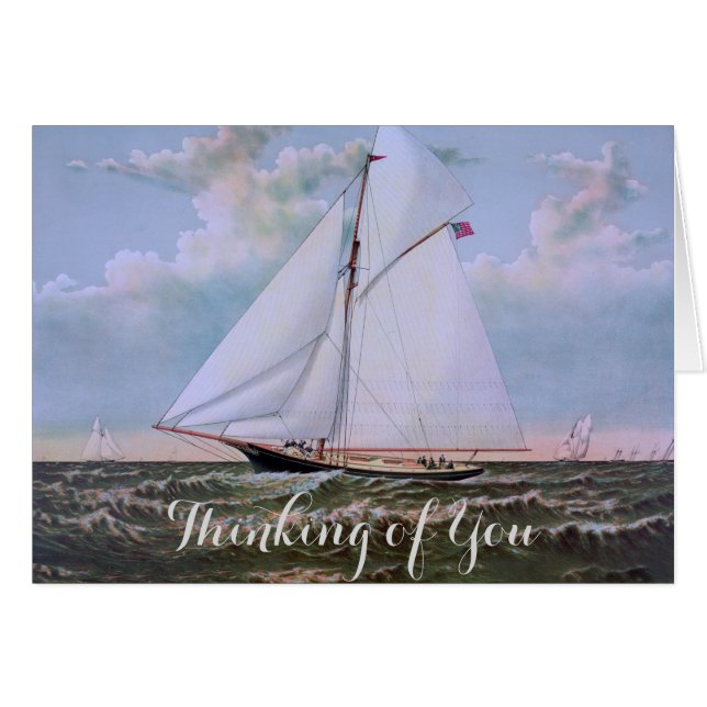 アンティークセーリングシップSloopヨットセーリングボート海 (正面横)