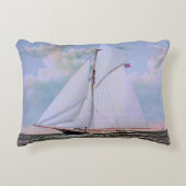 アンティークセーリングシップSloopヨットセーリングボート海 アクセントクッション (正面)