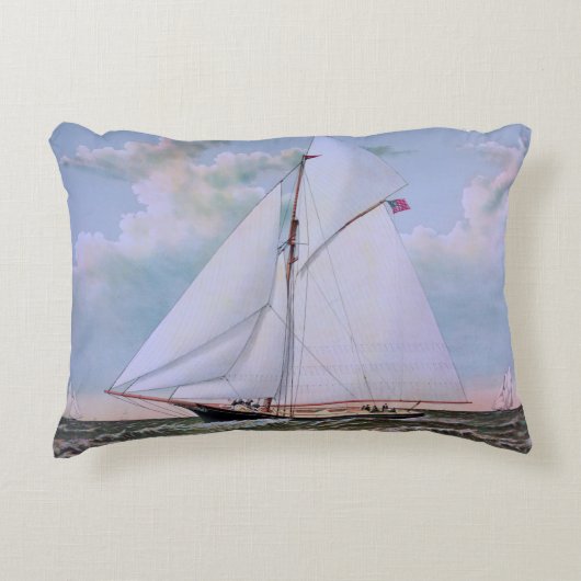 アンティークセーリングシップSloopヨットセーリングボート海 アクセントクッション (正面)