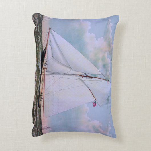 アンティークセーリングシップSloopヨットセーリングボート海 アクセントクッション (裏面(縦))
