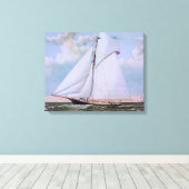 アンティークセーリングシップSloopヨットセーリングボート海 キャンバスプリント (インサイチュ (ウッドフロア))