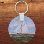 アンティークセーリングシップSloopヨットセーリングボート海 キーホルダー (正面)