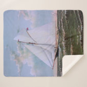 アンティークセーリングシップSloopヨットセーリングボート海 シェルパブランケット (正面(横))