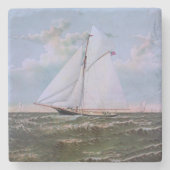 アンティークセーリングシップSloopヨットセーリングボート海 ストーンコースター (正面)