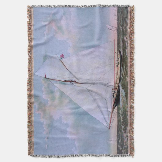 アンティークセーリングシップSloopヨットセーリングボート海 スローブランケット (正面縦)