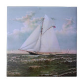 アンティークセーリングシップSloopヨットセーリングボート海 タイル (正面)