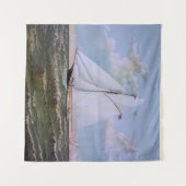 アンティークセーリングシップSloopヨットセーリングボート海 タペストリー (正面(横))