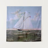 アンティークセーリングシップSloopヨットセーリングボート海 タペストリー (正面)