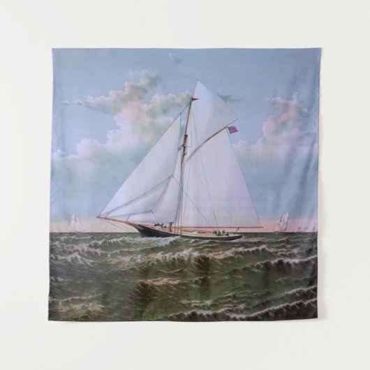 アンティークセーリングシップSloopヨットセーリングボート海 タペストリー (正面)