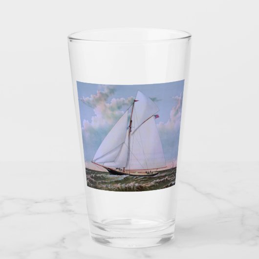 アンティークセーリングシップSloopヨットセーリングボート海 タンブラーグラス (正面)