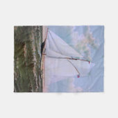 アンティークセーリングシップSloopヨットセーリングボート海 フリースブランケット (正面(横))