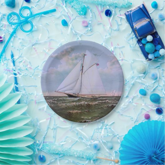 アンティークセーリングシップSloopヨットセーリングボート海 ペーパープレート (パーティー)