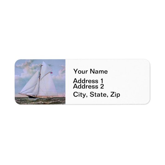 アンティークセーリングシップSloopヨットセーリングボート海 ラベル (正面)