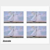 アンティークセーリングシップSloopヨットセーリングボート海 長方形シール (シート)