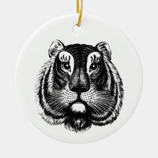 アンティークタイガー猫 セラミックオーナメント (正面)