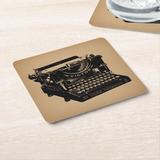アンティークタイプライターファッションド古いタイプライター スクエアペーパーコースター (アングル)