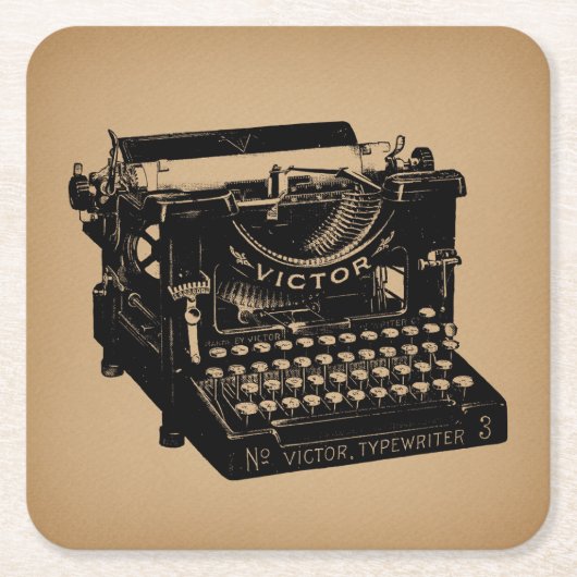 アンティークタイプライターファッションド古いタイプライター スクエアペーパーコースター (正面)