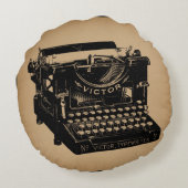 アンティークタイプライターファッションド古いタイプライター ラウンドクッション (裏面)