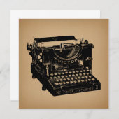 アンティークタイプライター旧タイプライターファッションドー 招待状 (正面/裏面)