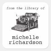 アンティークタイプライター蔵書票 スクエアシール (正面)