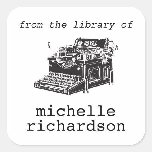 アンティークタイプライター蔵書票 スクエアシール (正面)