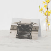 アンティークタイプライター誕生日カード カード (黄色い花)