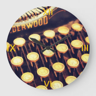 アンティークタイプライター鍵の壁時計 ラージ壁時計