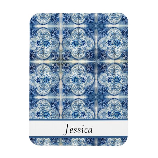 アンティークタイル(Delft Blue)カスタマイズ可能 マグネット (縦)