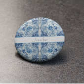 アンティークタイル(Delft Blue)、カスタマイズ可能 缶バッジ