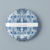 アンティークタイル(Delft Blue)、カスタマイズ可能 缶バッジ