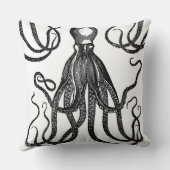 アンティークタコと触手ブラック クッション (裏面)