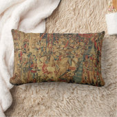 アンティークタペストリー風クッション ランバークッション (ブランケット)