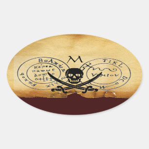 アンティークタリスマン/海賊の宝の地図 楕円形シール