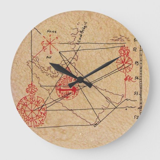 アンティークタリスマン/海賊の宝地図パーチメント ラージ壁時計 (正面)