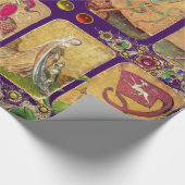 アンティークタロス、ドイツのコートのカード、紫の旗 ラッピングペーパー (角)