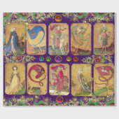 アンティークタロス、ドイツのコートのカード、紫の旗 ラッピングペーパー (フラット)